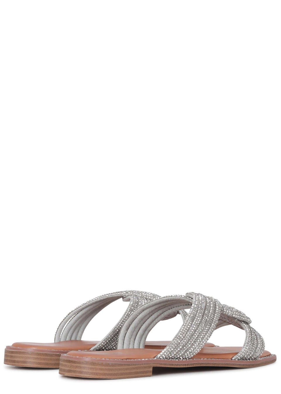 Linzi Sinead Silver Diamante Embellished Flat Sandals Matalan