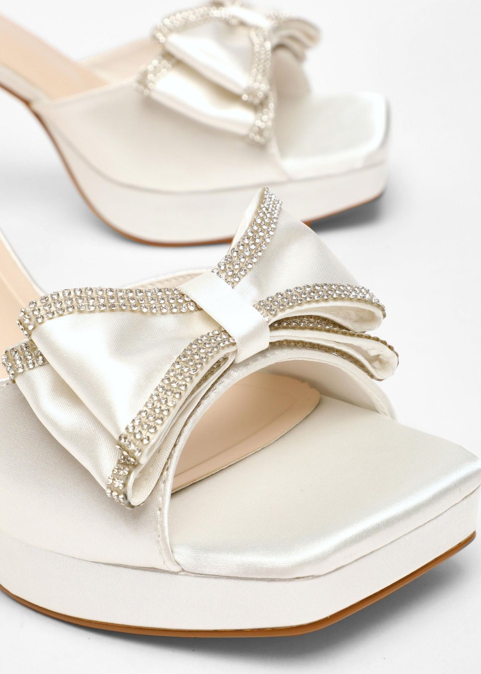 Quiz white satin bridal sandals online