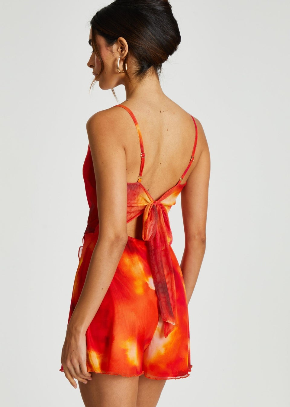 Orange satin playsuit sales