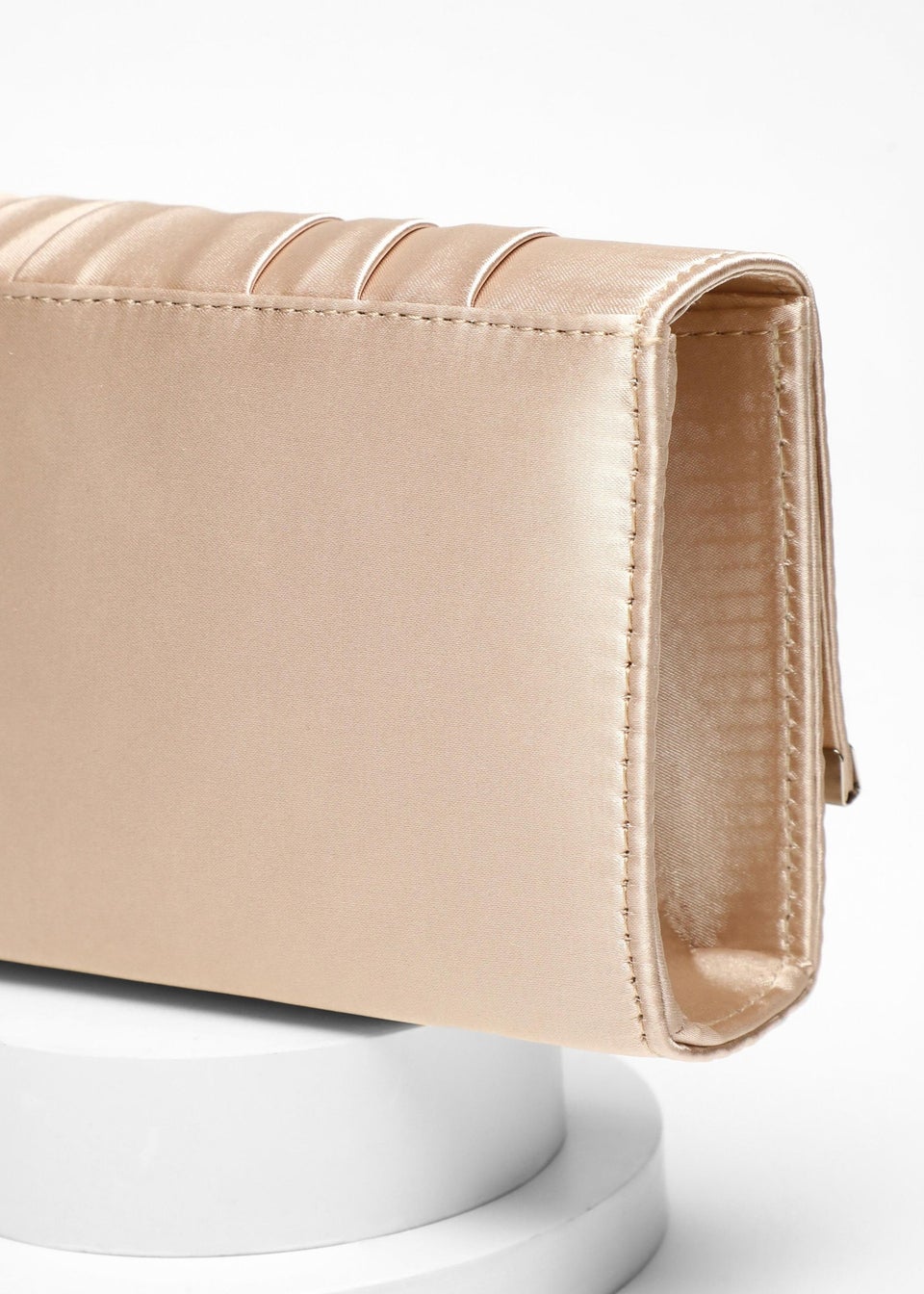 Quiz Cream Satin Pleated Clutch Bag