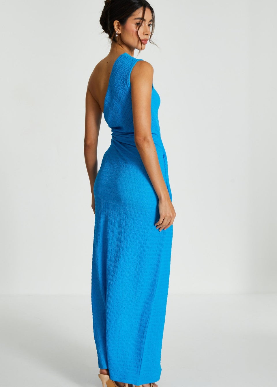 Quiz Blue One Shoulder Wrap Cut Out Maxi Dress