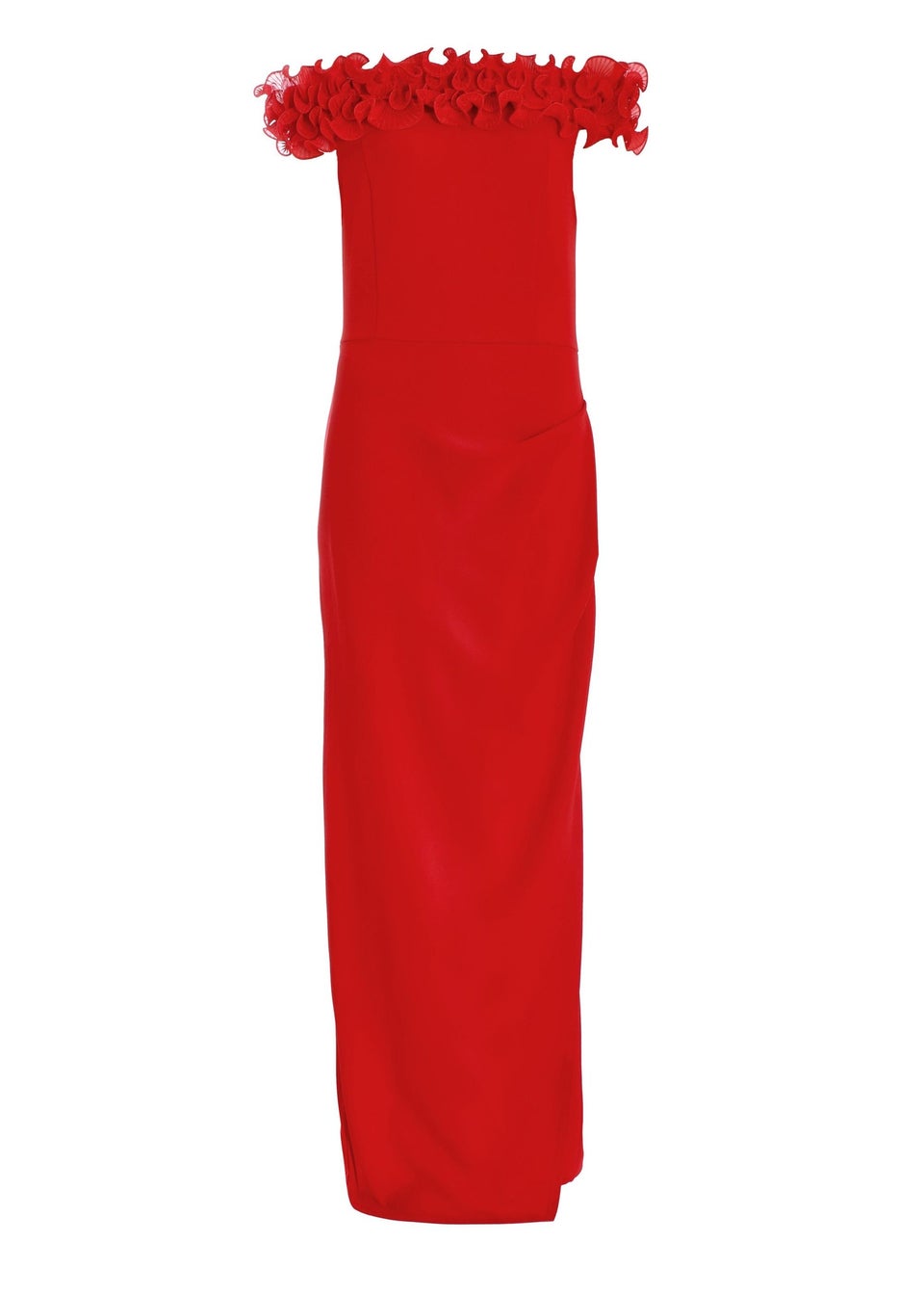 Quiz Red Ruffle Bardot Maxi Dress