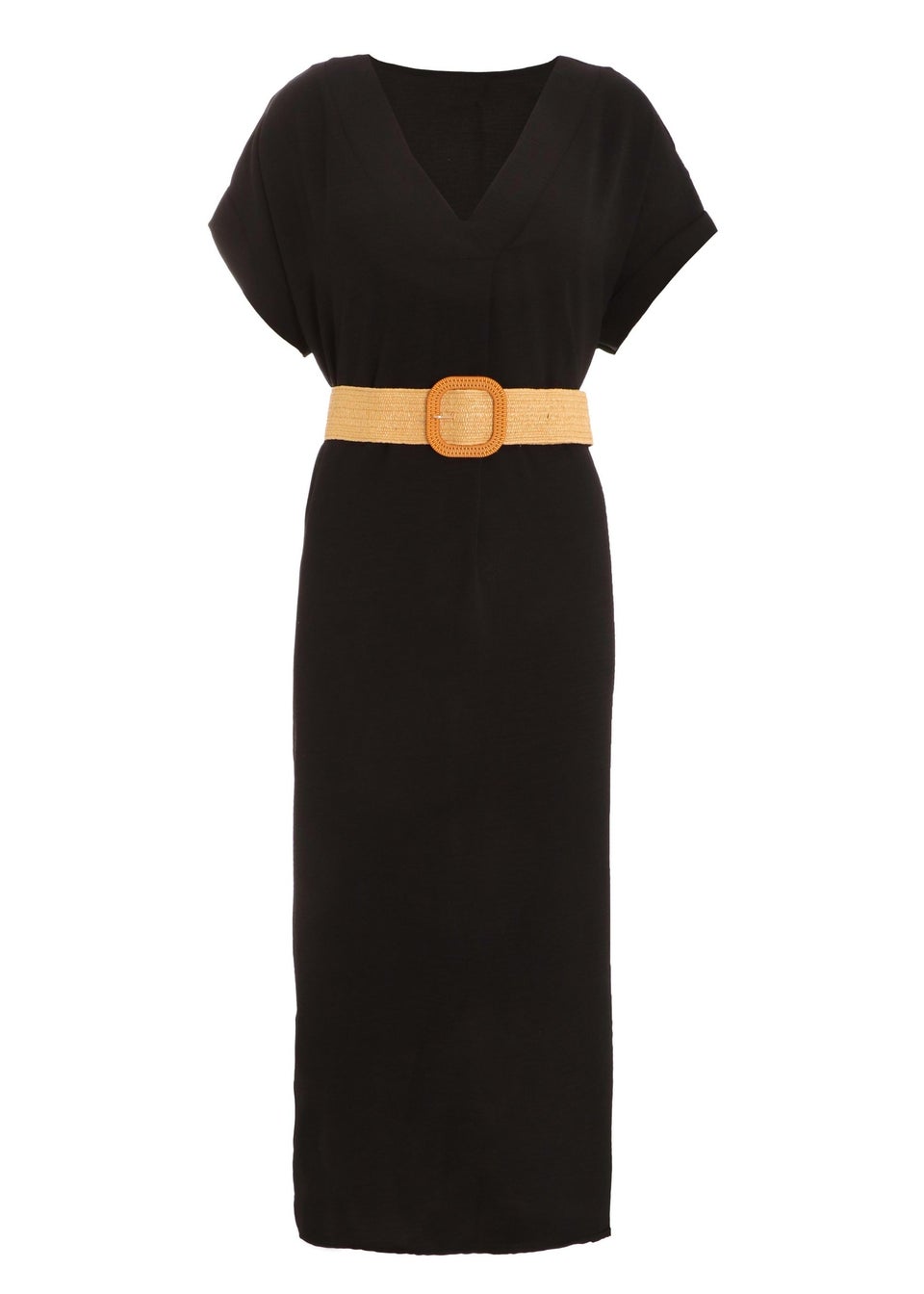 Quiz Black Belted Midi Shirt Dress