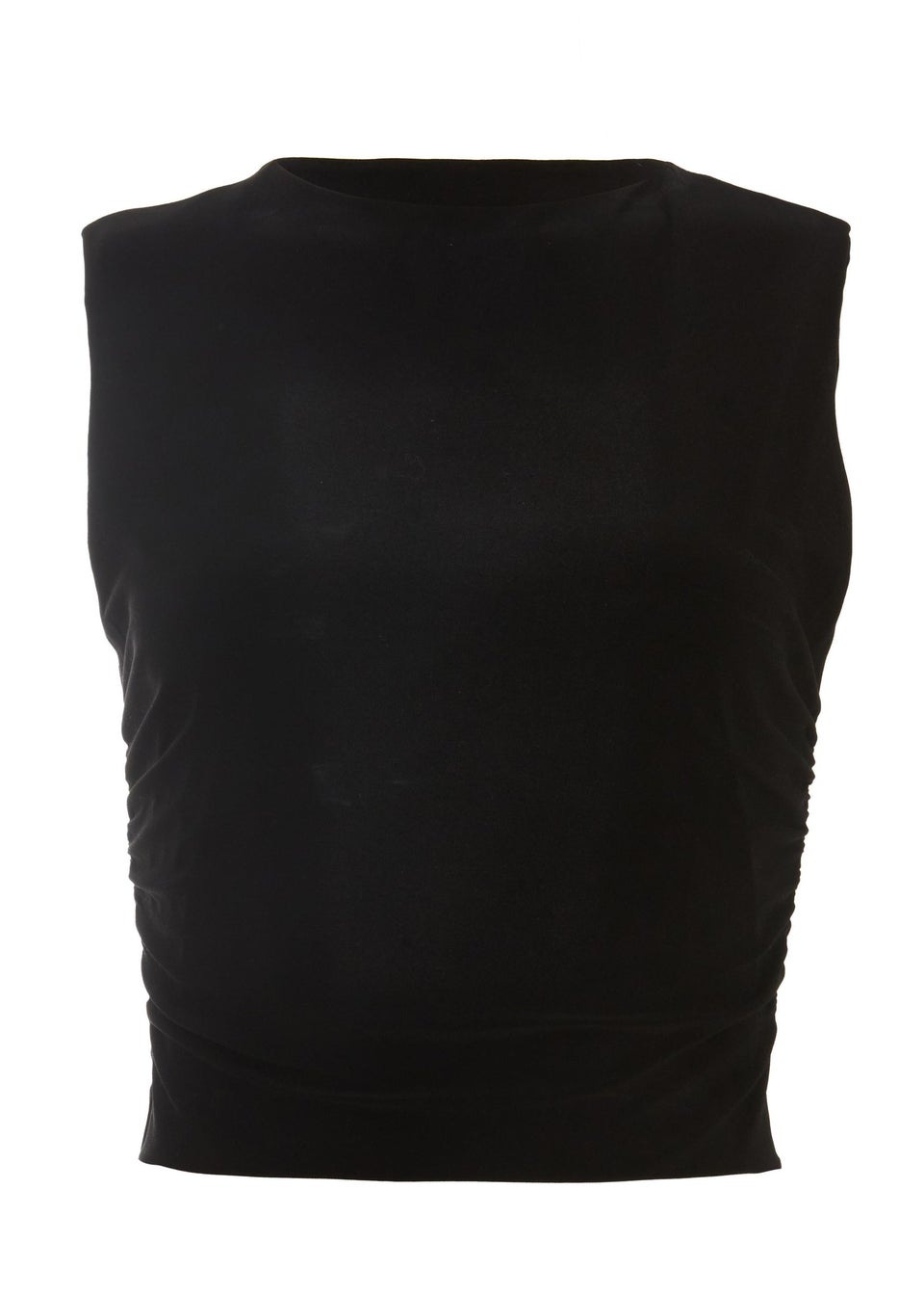Quiz Black Ruched Sleeveless Crop Top