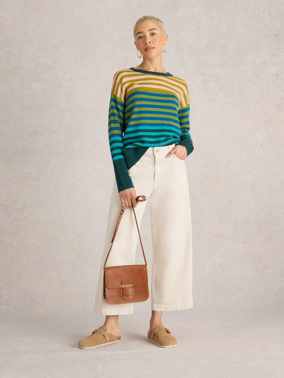 Gestreifter Pullover Olive