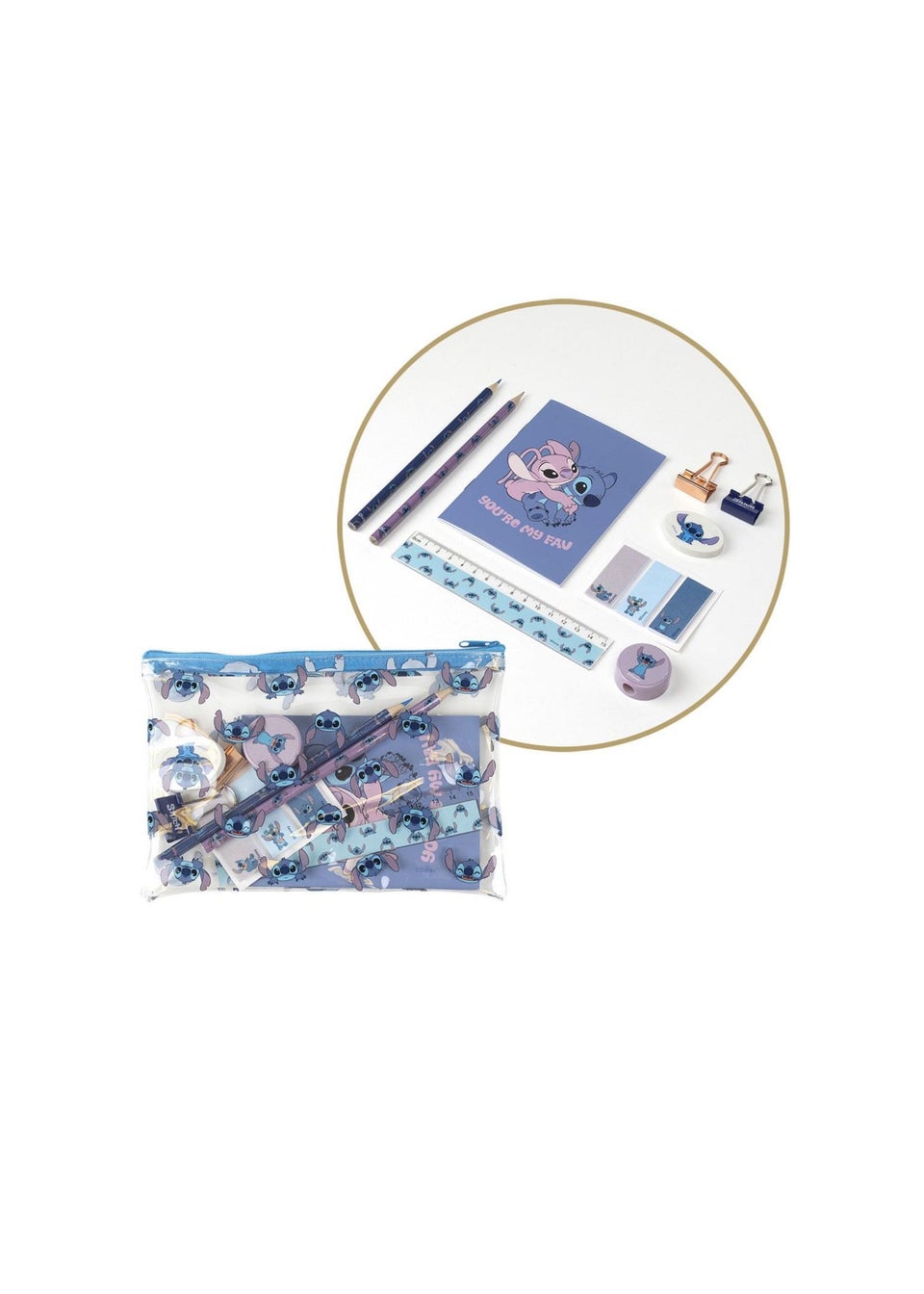 Disney Pink Stitch Back to School Backpack and Stationary Set