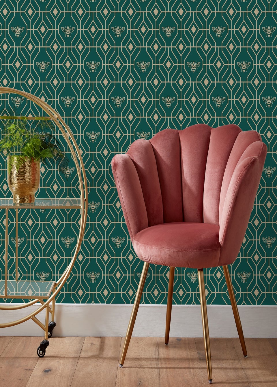 furn. Bee Deco Geometric Wallpaper (53 x 1050cm)