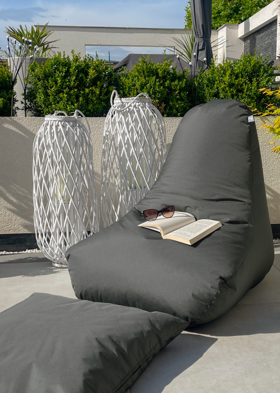 rucomfy Indoor/Outdoor Lounge Chair Grey Beanbag