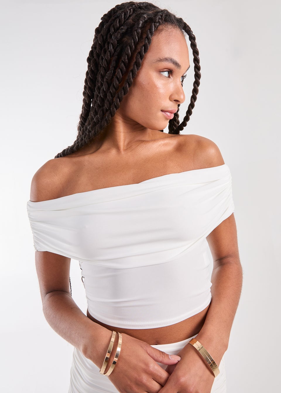Pink Vanilla Ivory Bardot Slinky Top