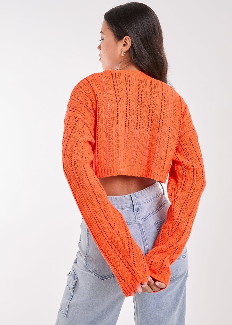 Pink Vanilla Orange Crochet Super Cropped Jumper