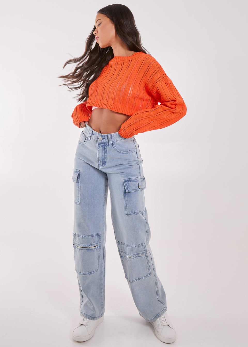 Orange cropped jumper hotsell