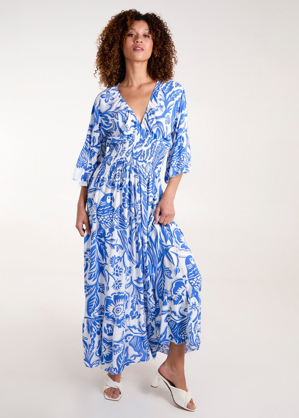 Blue vanilla floral dress clearance