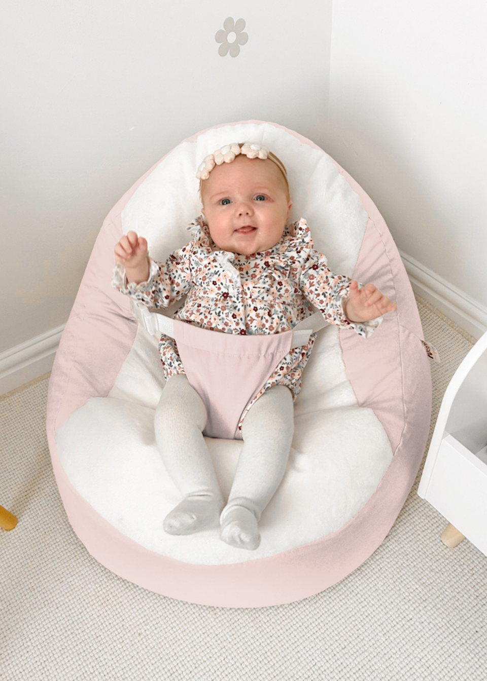 rucomfy Cotton Gaga Blush Pink Baby Beanbag Matalan
