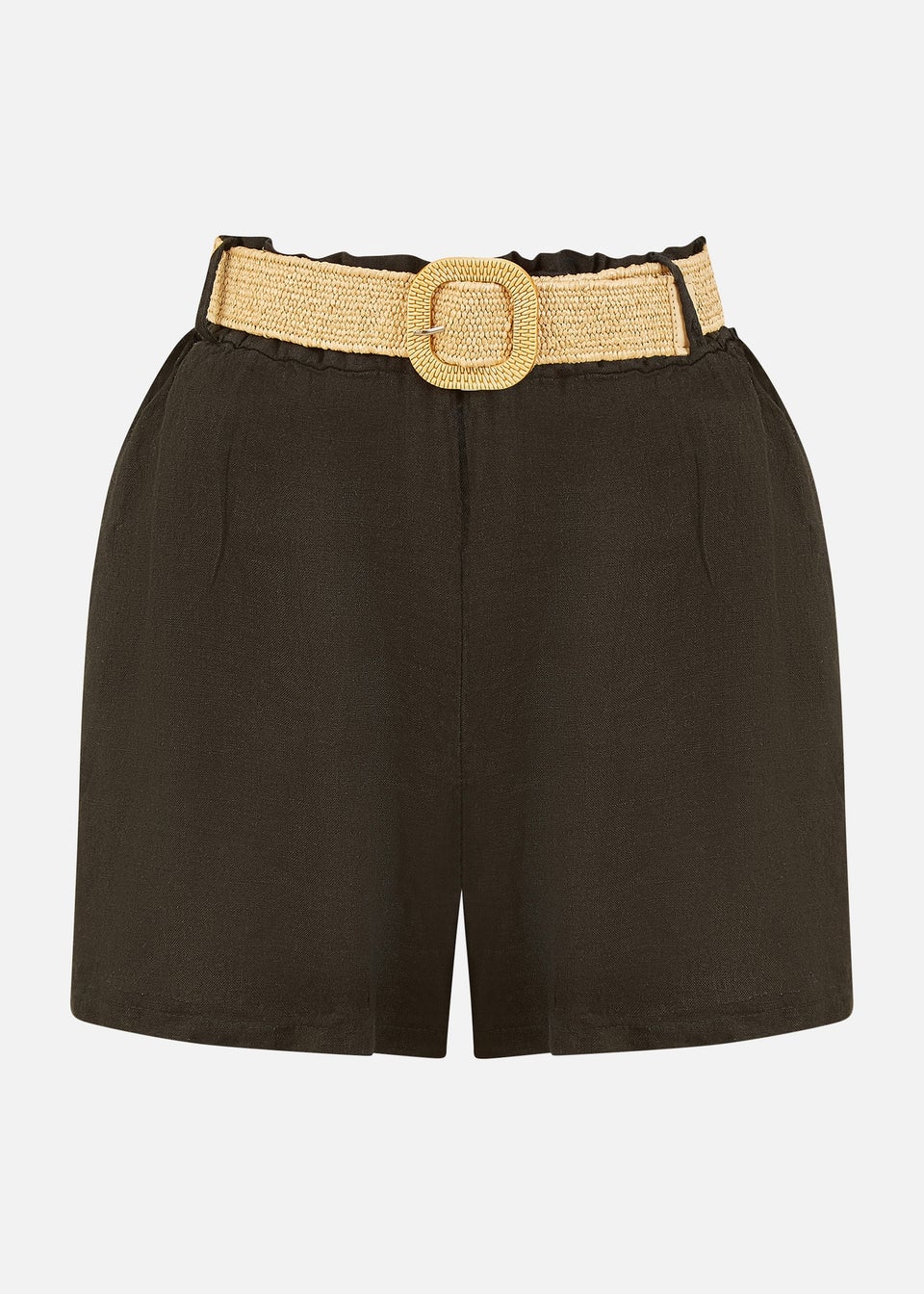 Yumi Black  Italian Linen Shorts With Belt