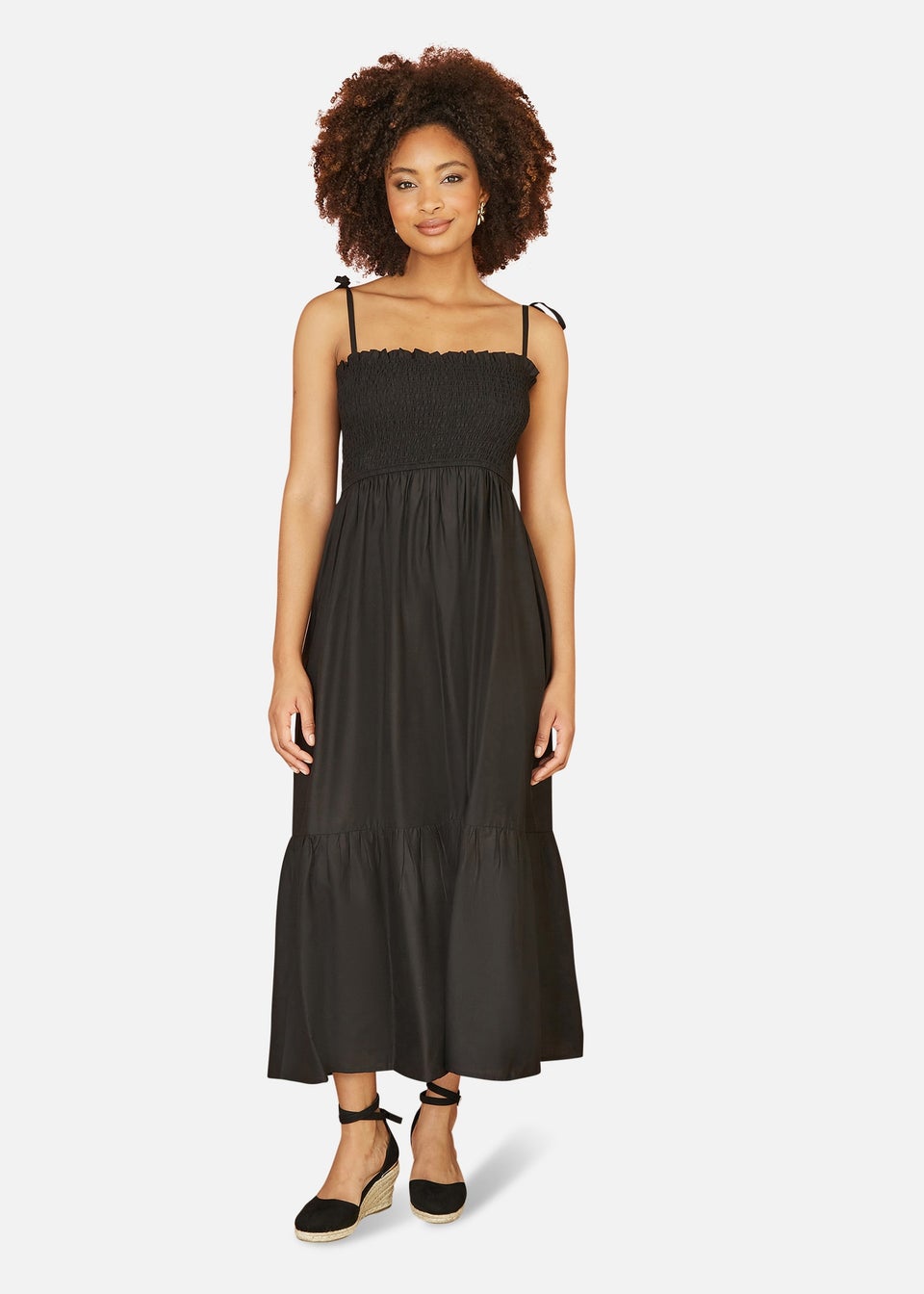Yumi Black Midi Sun Dress Matalan