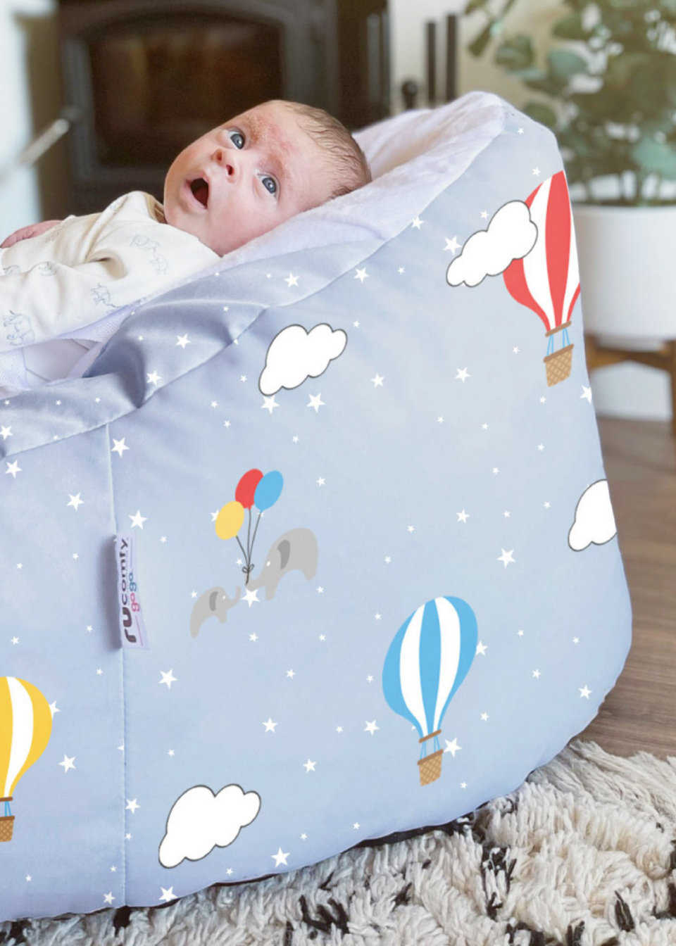 rucomfy Printed Gaga Hot Air Balloon Baby Beanbag