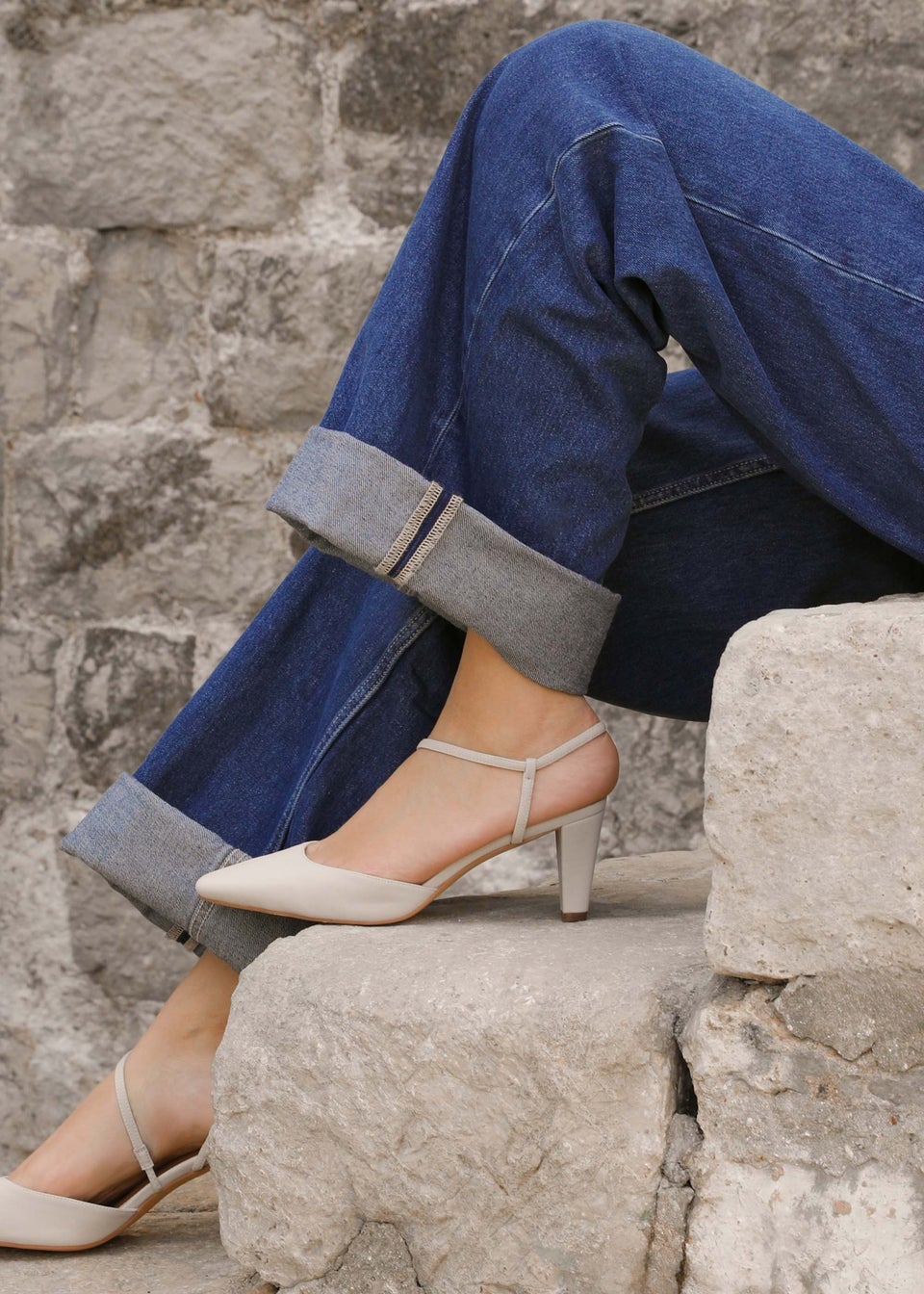 Where s That From Kansas Cream Cross Over Slingback Strap Heels Matalan