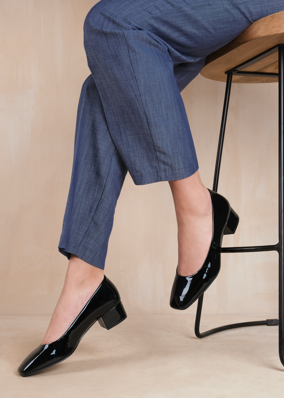 Where s That From Seattle Black Patent Square Toe Block Heels