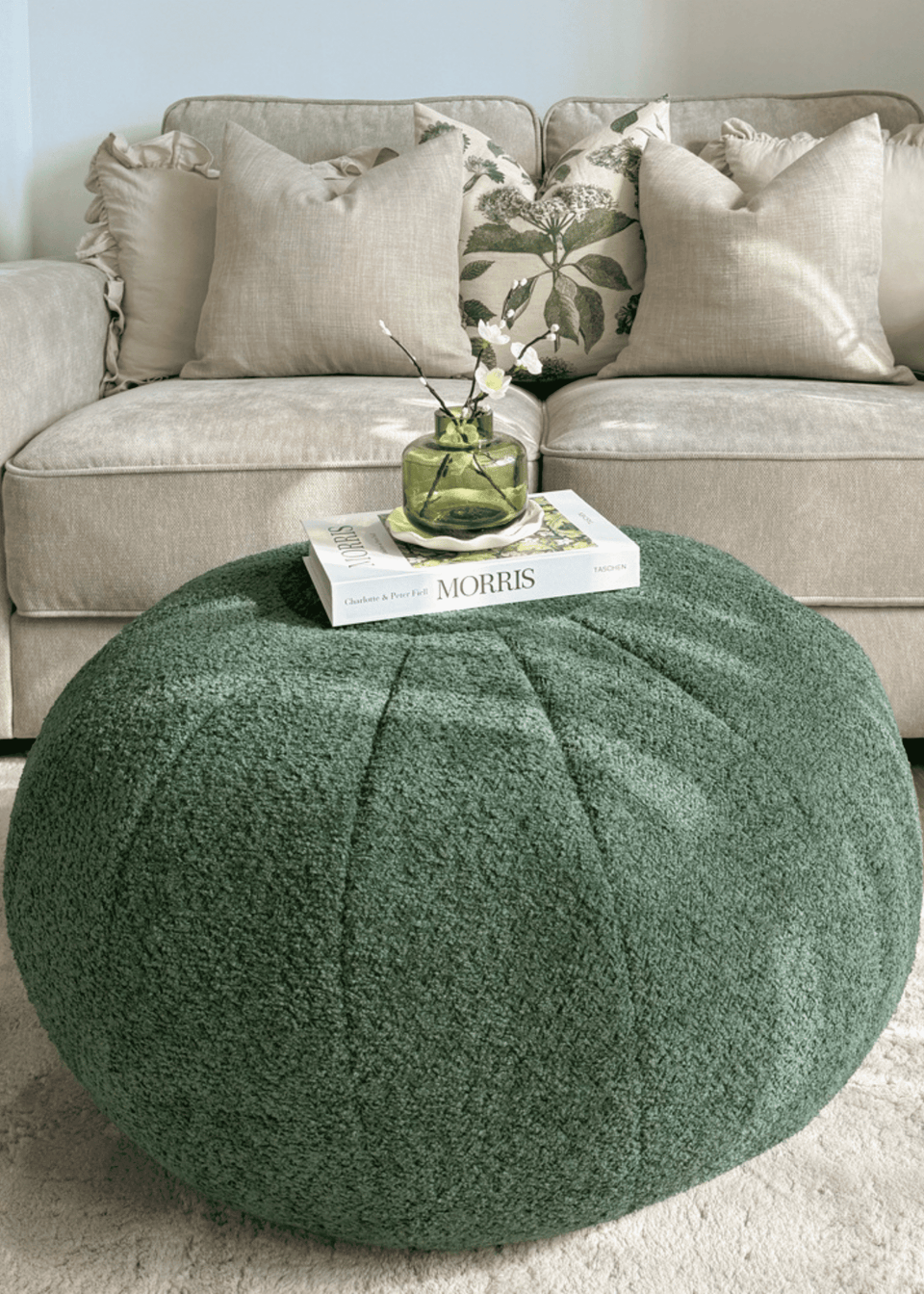 rucomfy Snug Pouffe Dark Green Beanbag Matalan
