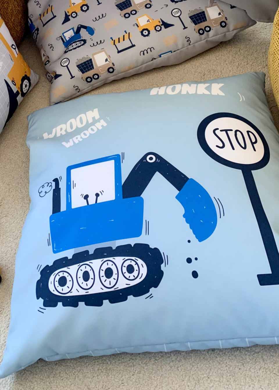 rucomfy Printed Floor Cushion Dig-It Blue Beanbag