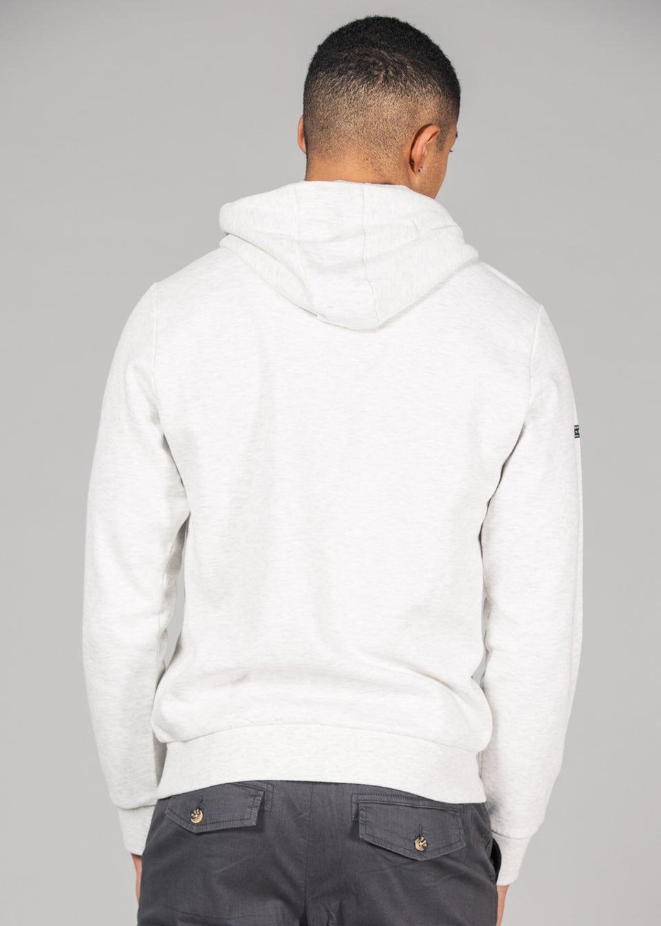 Tokyo Laundry Light Grey Cotton Blend Embossed Drawstring Hoody