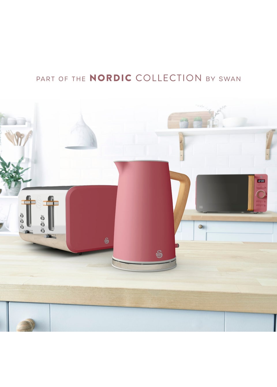Swan Fuchsia Rose Nordic Style Cordless Kettle (1.7L)