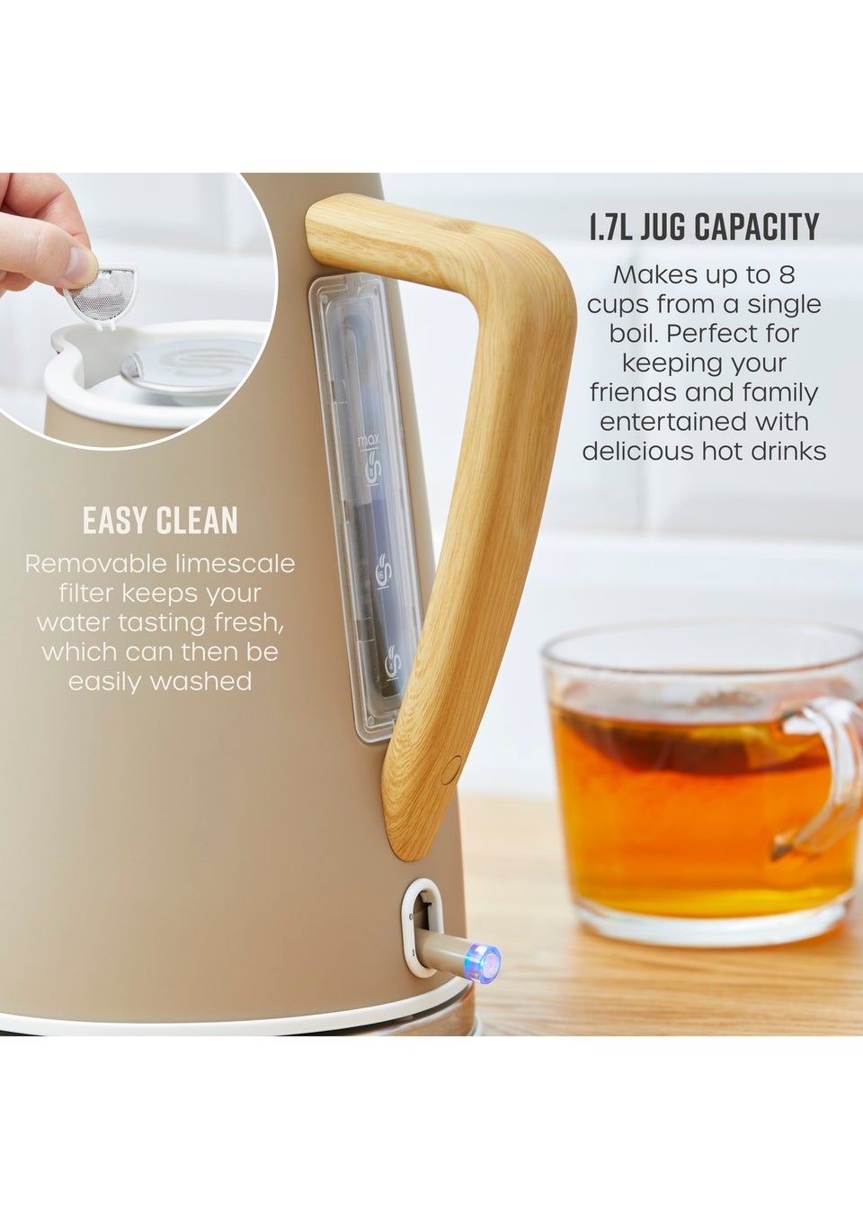 Swan Beige Nordic Style Cordless Kettle (1.7L)