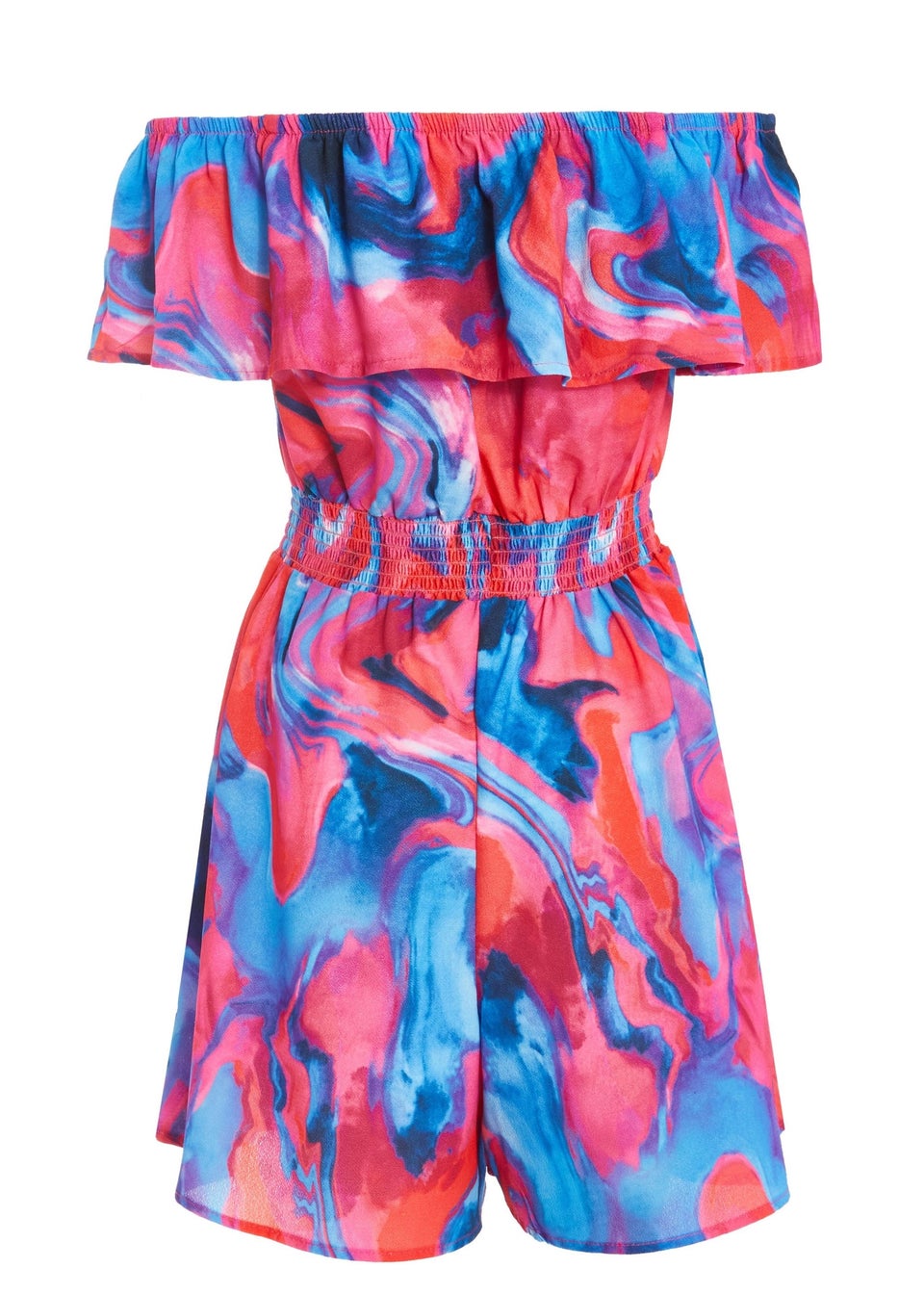 Quiz Multi Marble Print Bardot Playsuit