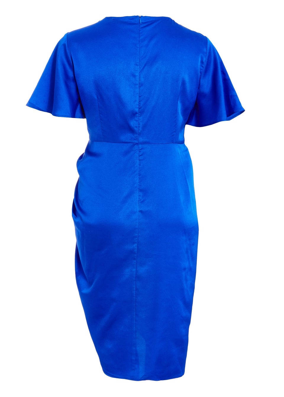 Quiz Blue Curve Satin Ruched Wrap Midi Dress