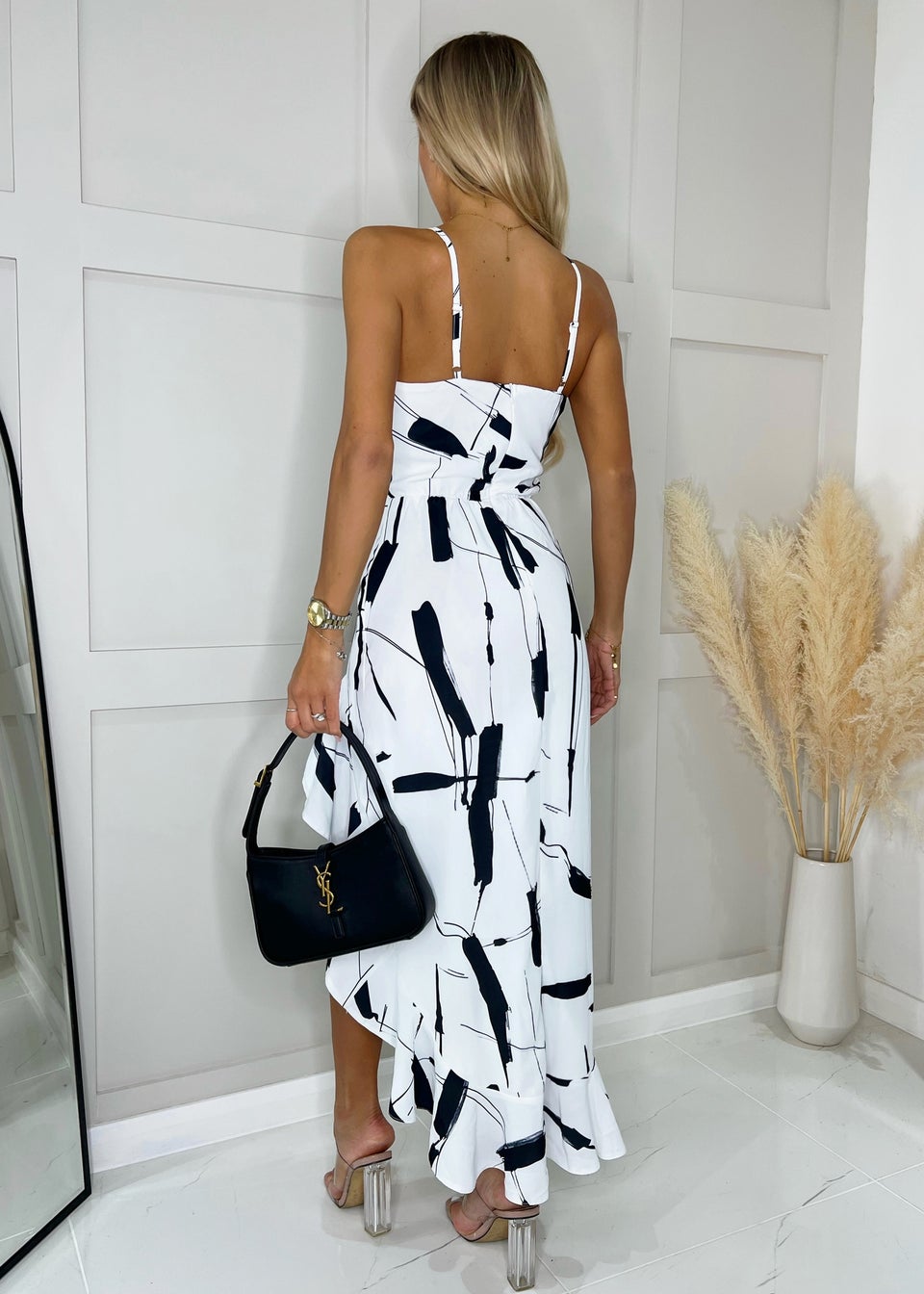 AX Paris Black Frill Hem High Neck Midi Dress Matalan