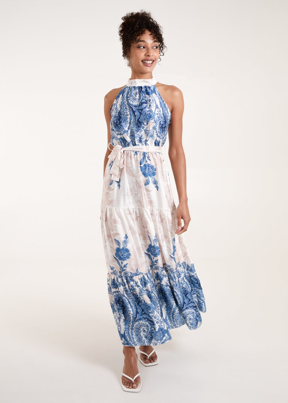 Blue Vanilla Blue Paisley Floral Occasion Dress