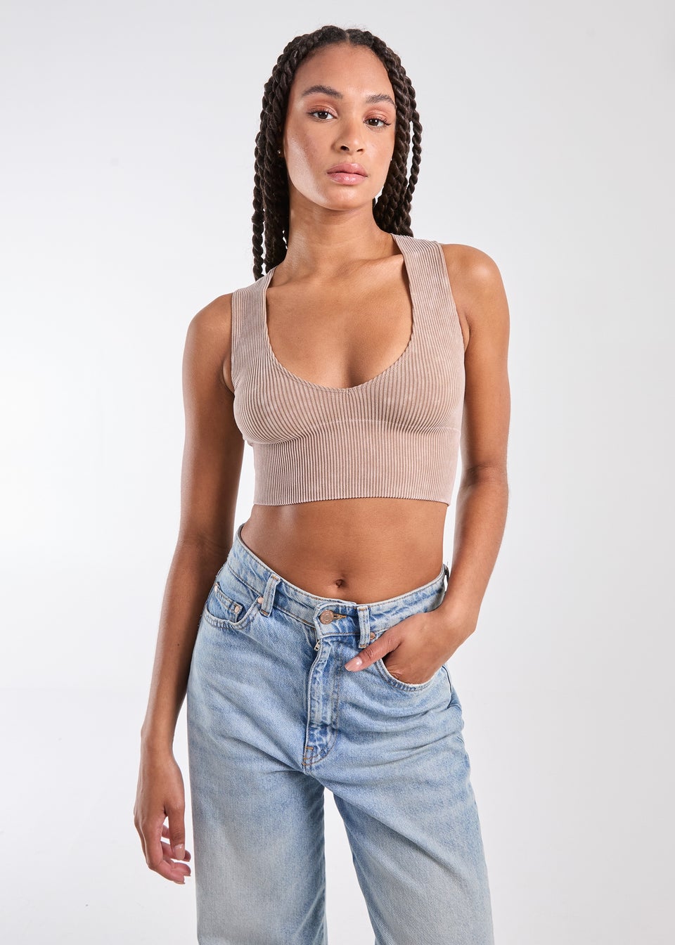 Pink Vanilla Stone Washed Active Crop Top