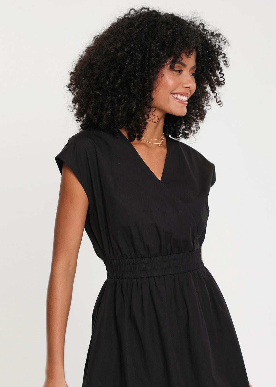 Threadbare Black Cotton Poplin Ibiza Maxi Wrap Dress Matalan
