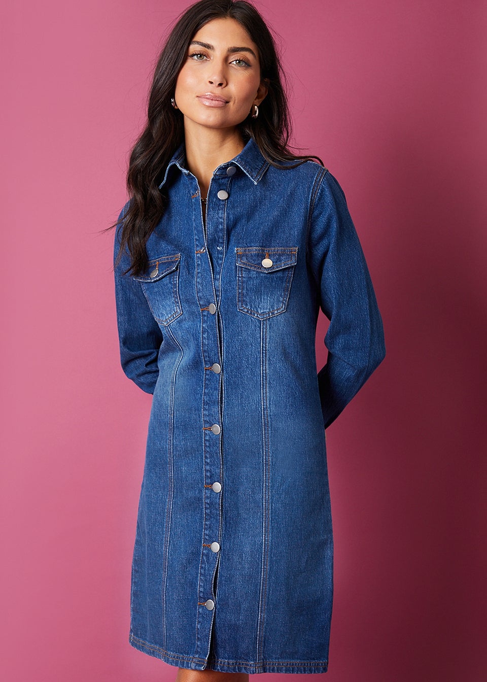 Denim dress matalan top