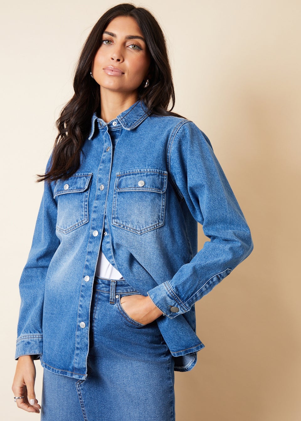 Threadbare Blue Shell Denim Shacket