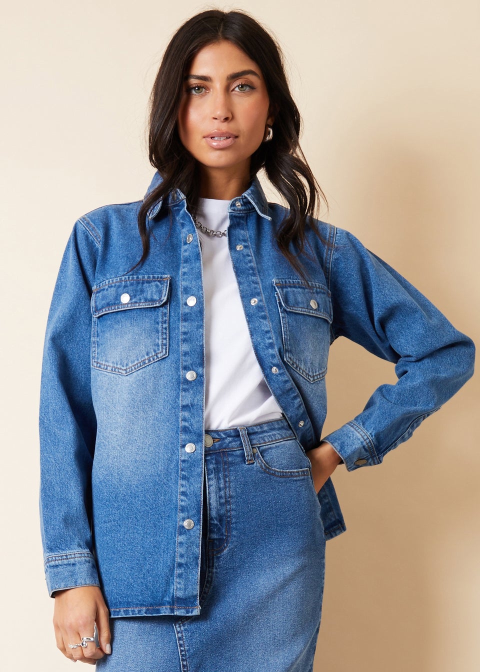 Threadbare Blue Shell Denim Shacket