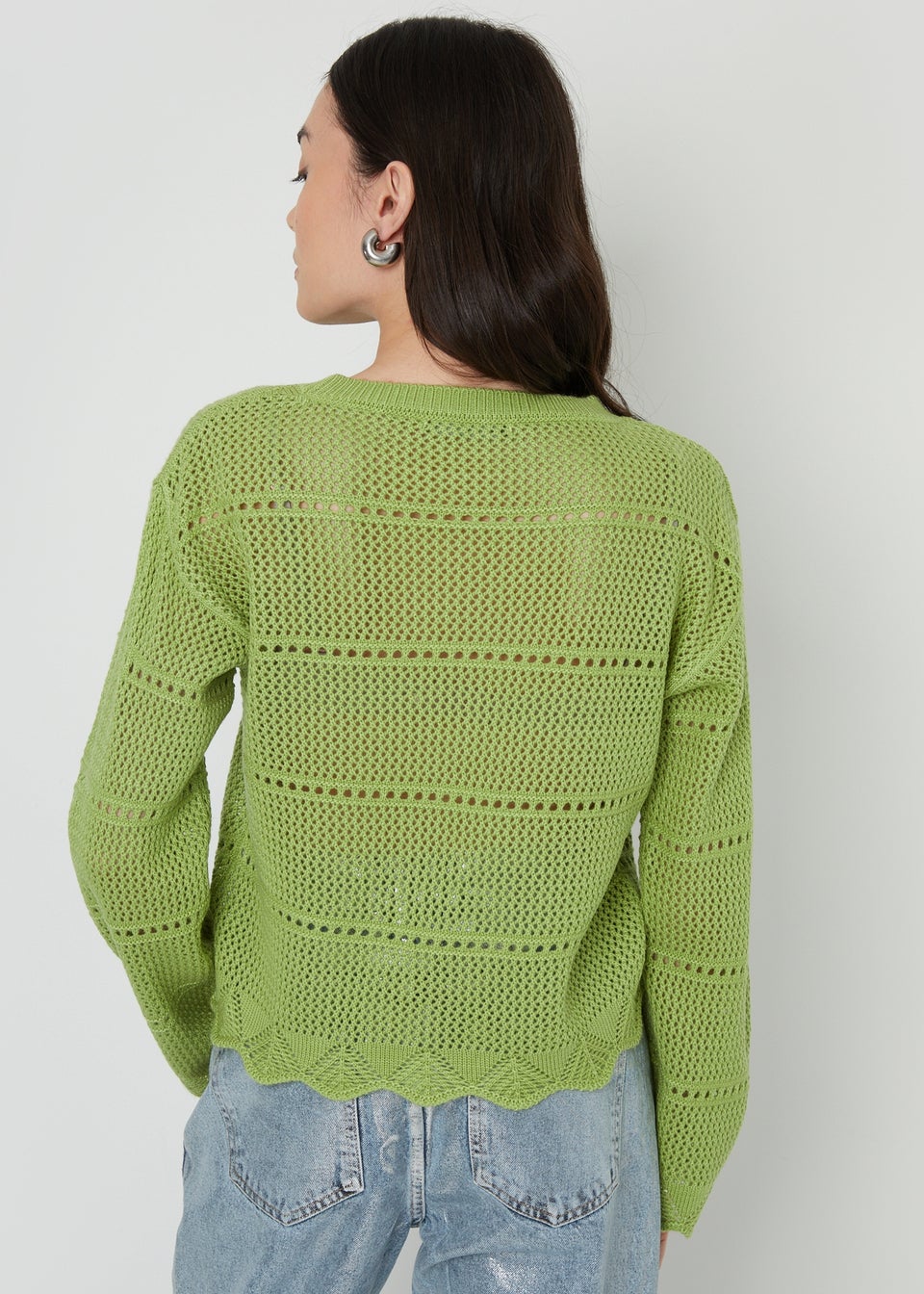 Threadbare Soft Green Melbourne Pointelle Crochet Jumper