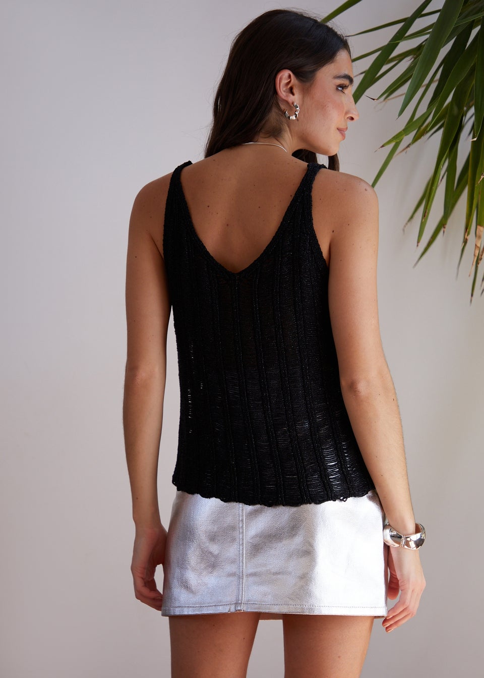 Threadbare Black Ziggy Knitted Cami Top
