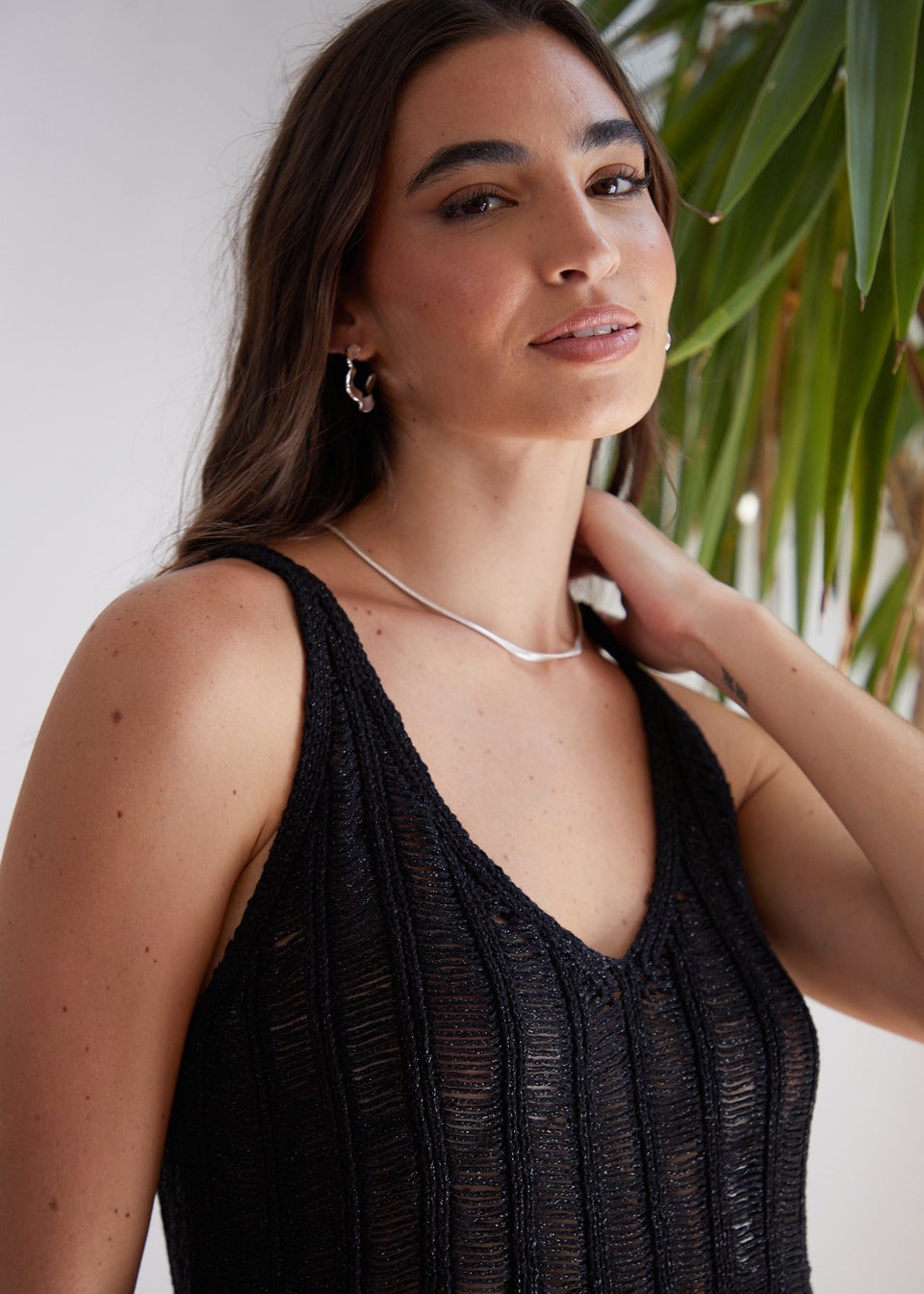 Threadbare Black Ziggy Knitted Cami Top