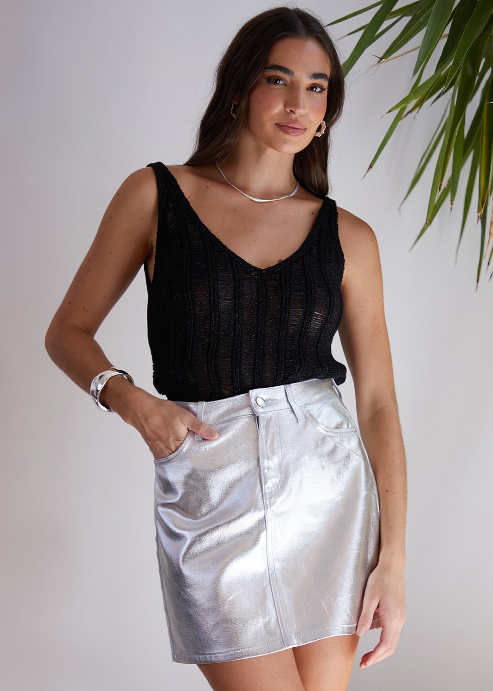 Threadbare Black Ziggy Knitted Cami Top