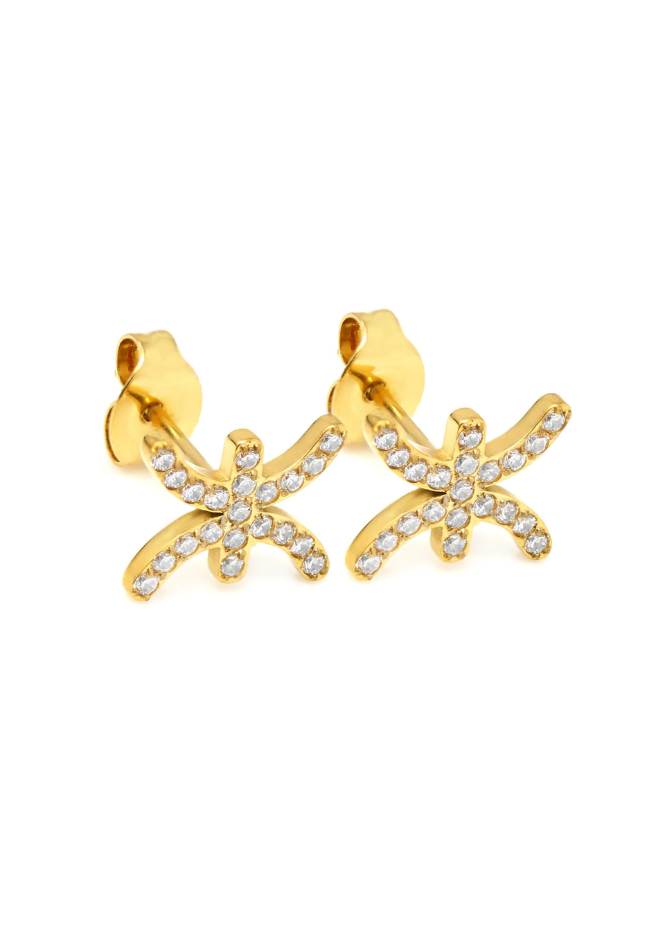 Say It With Gold Pisces Earrings with CZ Stones