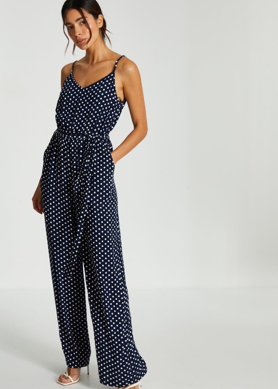 Quiz navy palazzo jumpsuit hot sale