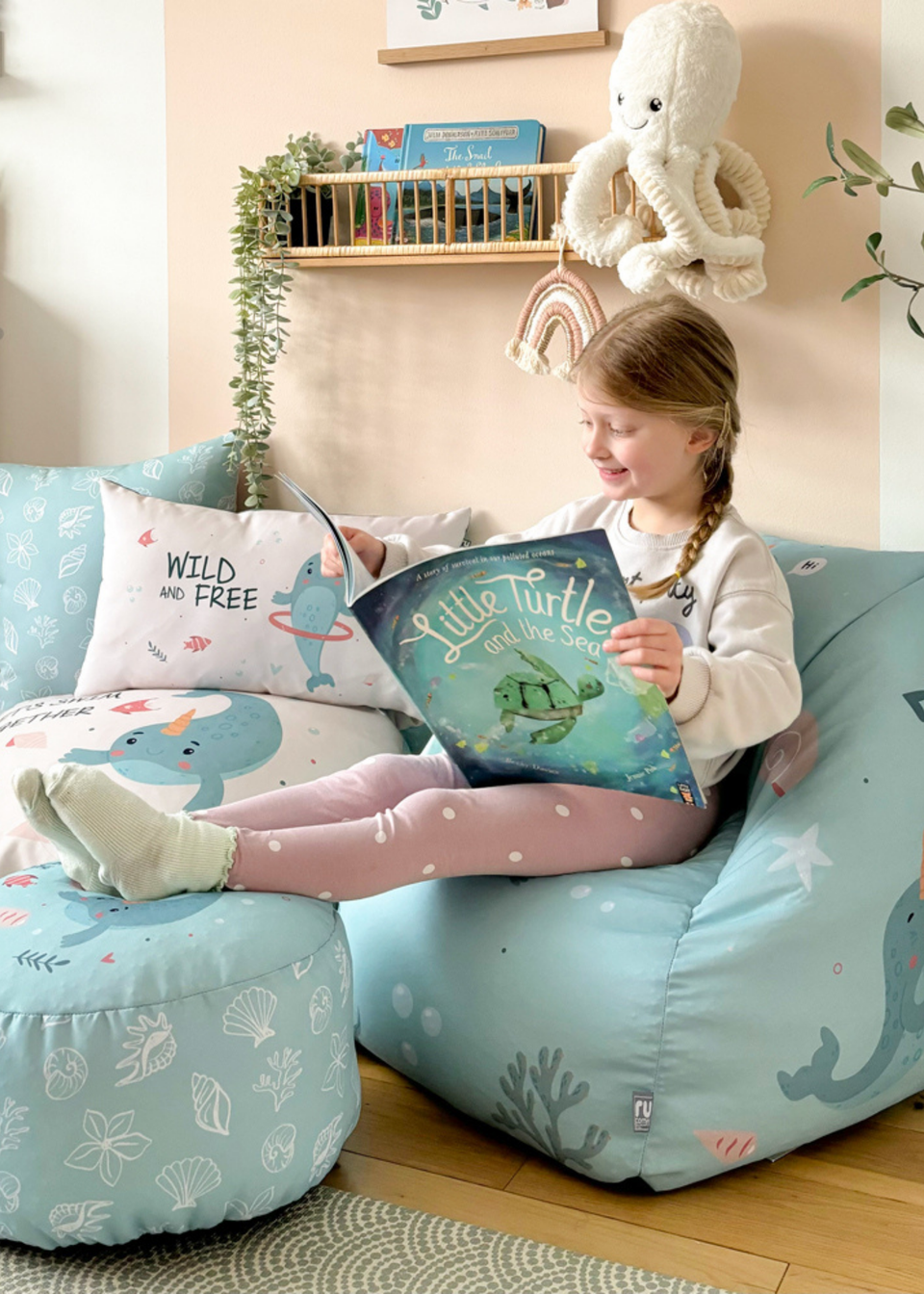 rucomfy Printed Kids Snuggle Chair Under The Sea Beanbag