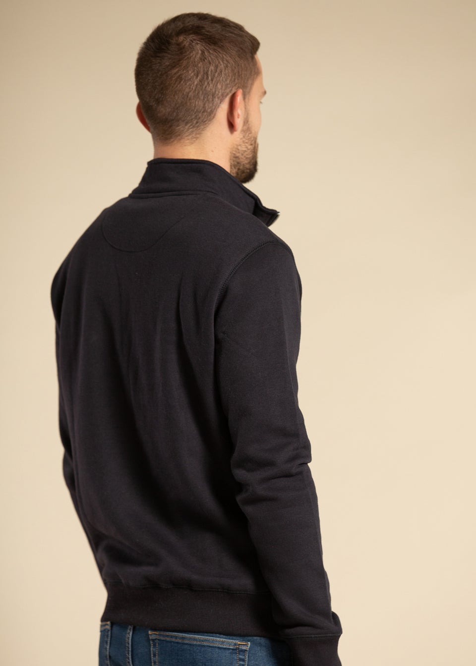 French Connection Navy Cotton Blend Zip Jumper