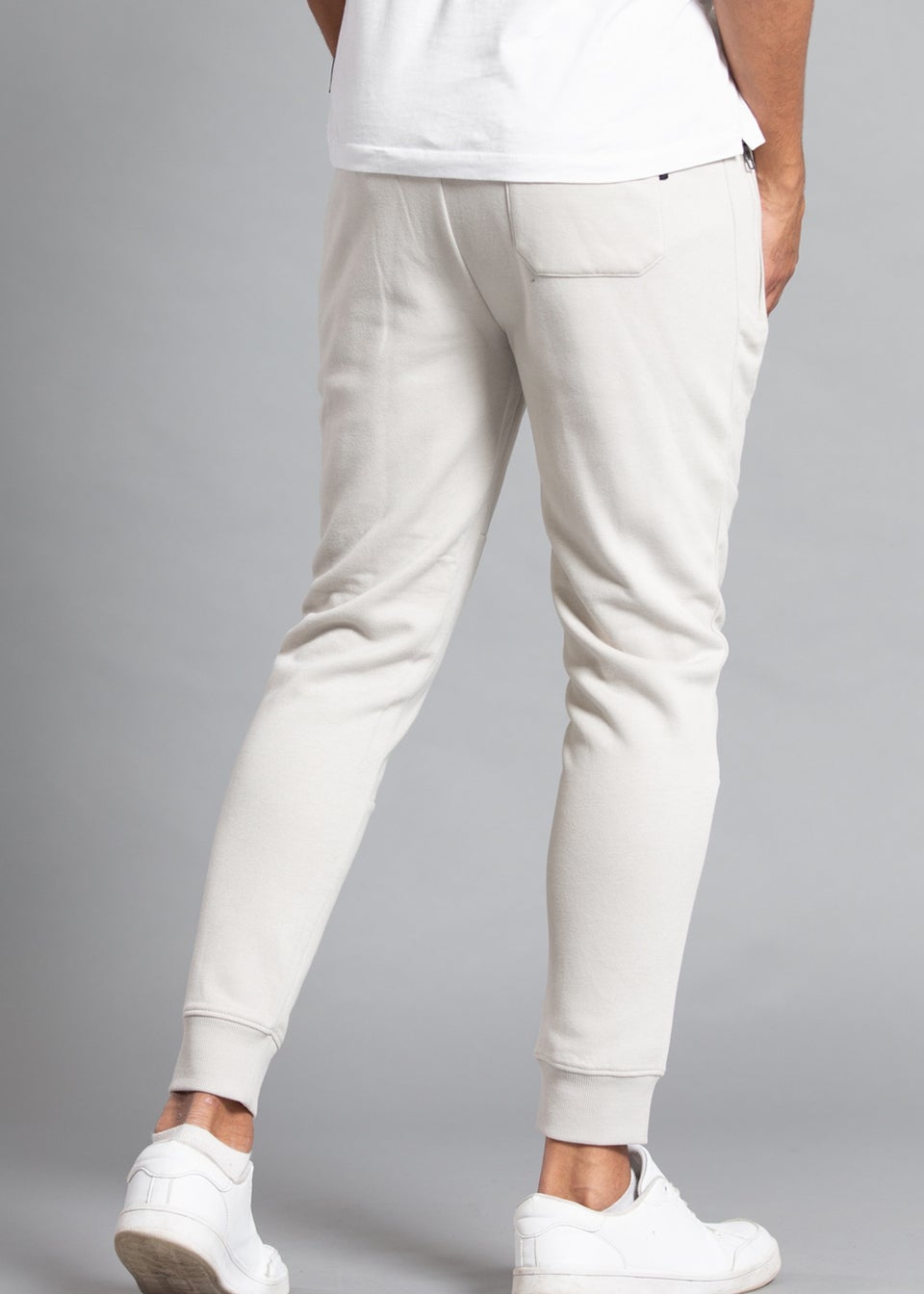 Tokyo Laundry Light Grey Cotton Blend Staple Drawstring Joggers