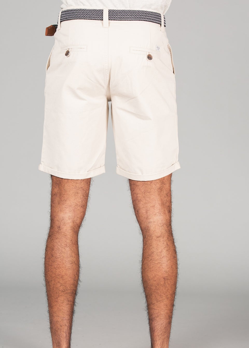 Tokyo Laundry Brown Cotton Belted Chino Shorts
