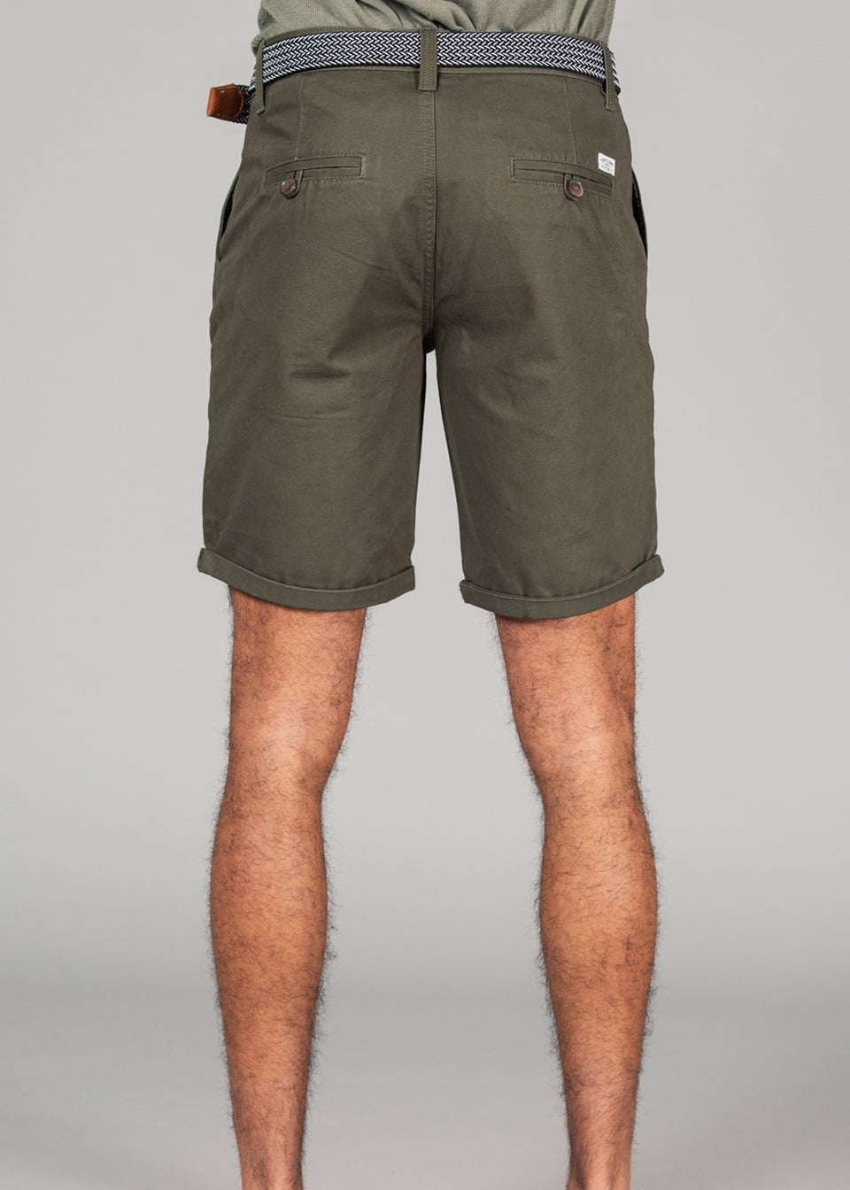 Tokyo Laundry Green Cotton Belted Chino Shorts