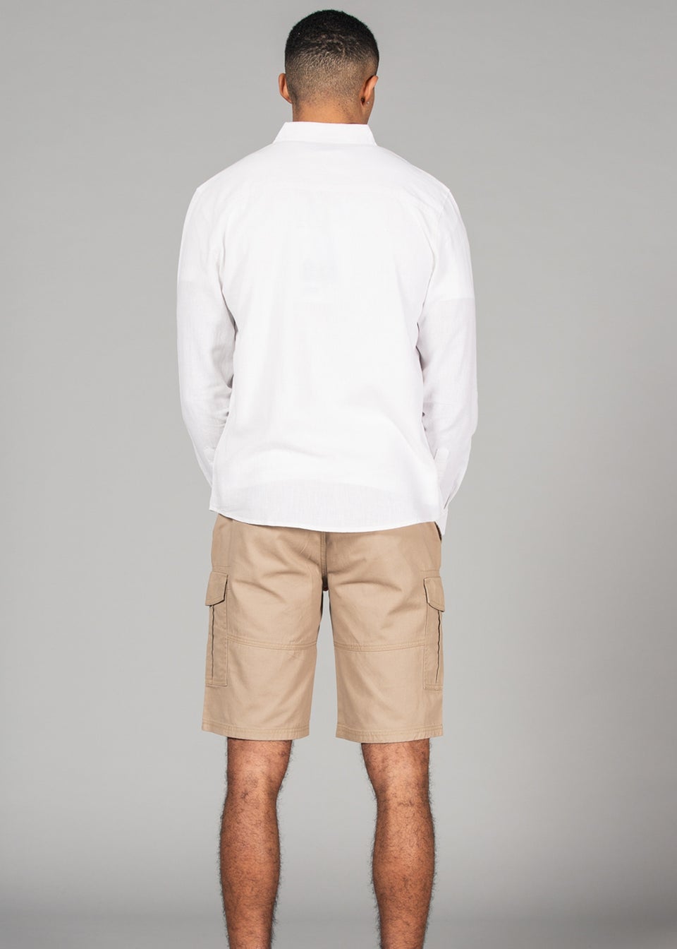 Tokyo Laundry White Linen Blend Long Sleeve Button-Up Shirt