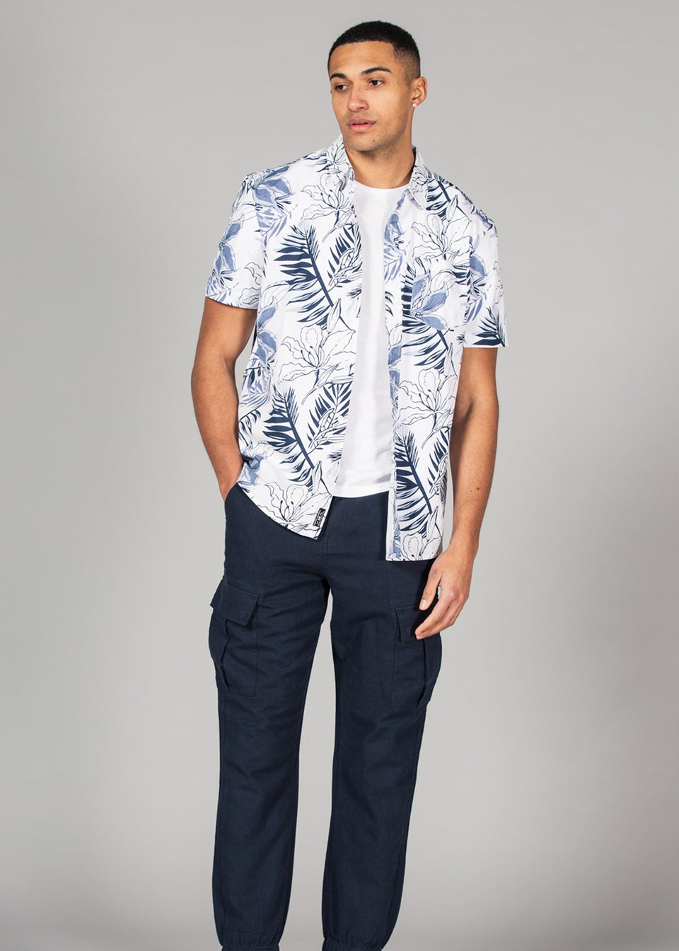 Tokyo Laundry White Cotton Short Sleeve Button-Up Printed Shirt