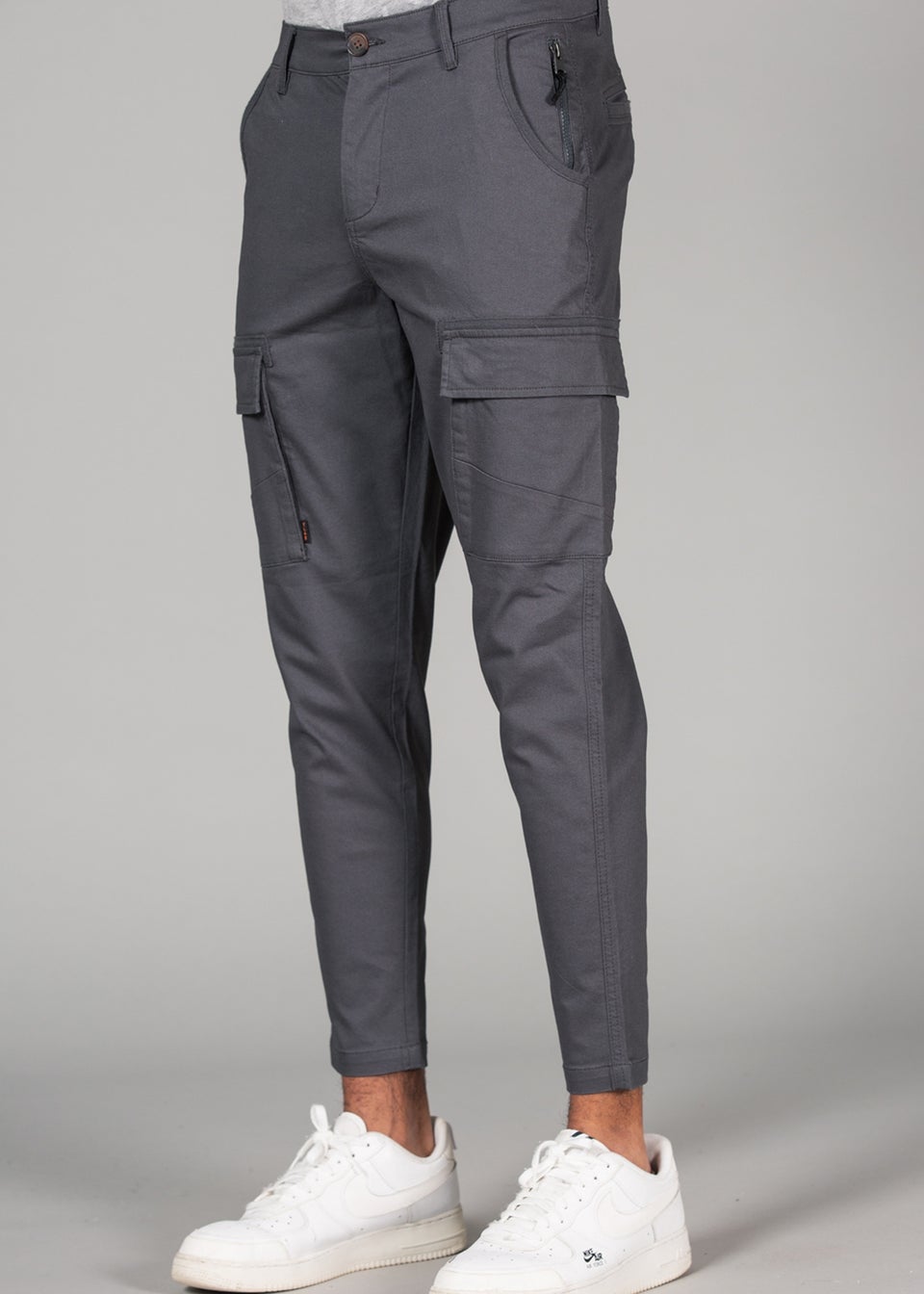 Tokyo Laundry Dark Grey Straight Leg Cargo Style Trousers